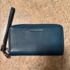 Michael Kors Blue Leather Wristlet
